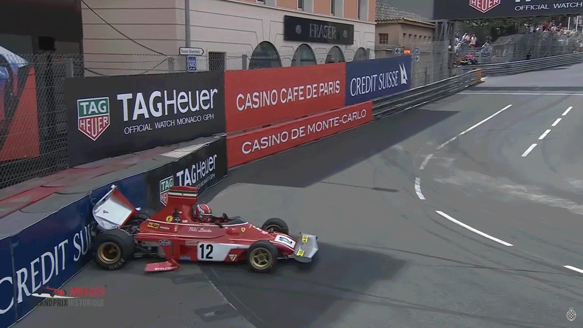 Charles Leclerc Crashes Lauda’s 1974 Ferrari F1 Car at Monaco