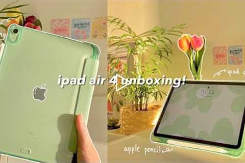 📦 ipad air 4 (green) unboxing | apple pencil 2 + accessories 🍵🌷