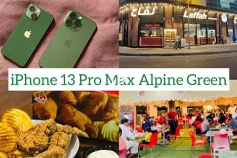 iPhone 13 Pro Max Alpine Green Unboxing || Accessories and Setup || Laffah Restaurant Sharjah
