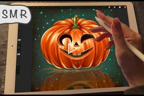 😴ASMR iPad sounds - Teaching you how to paint a Halloween Pumpkin