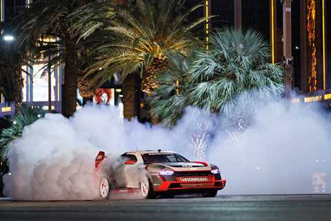 Ken Block Hoons His New Retrofuturistic Electric Audi Through Vegas In "Electrikhana"