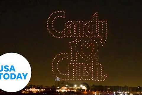 Drone show over New York celebrates Candy Crush''''s 10th anniversary | USA TODAY