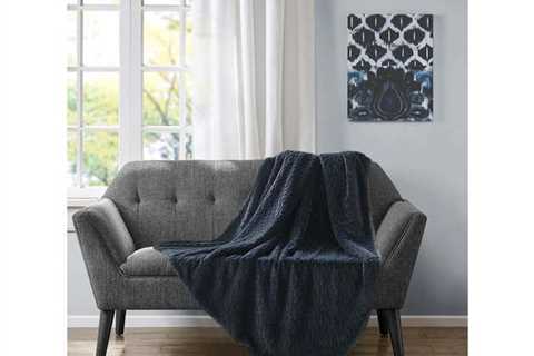 Etched Fake Fur Berber Throw Midnight for $70