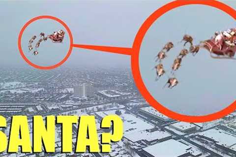 Drone catches Santa Claus FLYING in his sleigh on Christmas Eve (almost hits drone)