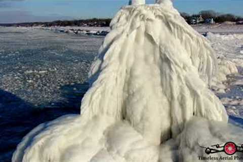 Stunning Ice Formation In New Buffalo After Blizzard 4K Drone Footage Pure Michigan Must See