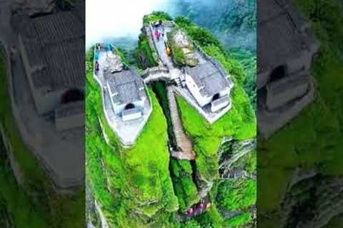 Aerial photography of Mount Fanjing  China  a beautiful and calm landscape  🛤⛩