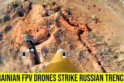 Ukrainian FPV drones destroy Russian trenches and their equipment near Bakhmut.