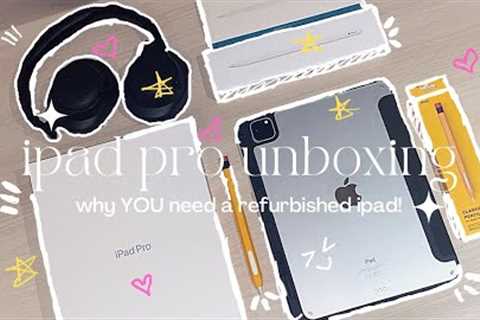 unboxing apple refurbished ipad pro 11’ 2020 + aesthetic customisation + accessories 🍄⭐️🌷