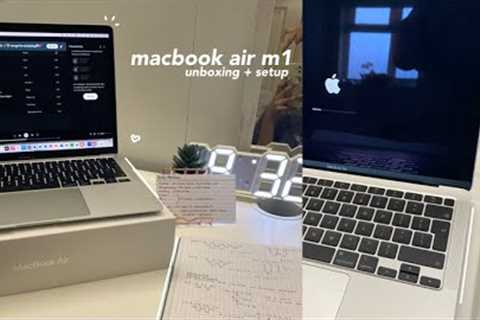 ☁️💻  macbook air m1 silver in 2023 (for school) : unboxing + setup