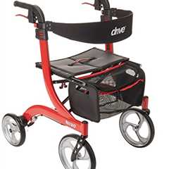 Red Euro-Style Rollator with Seat