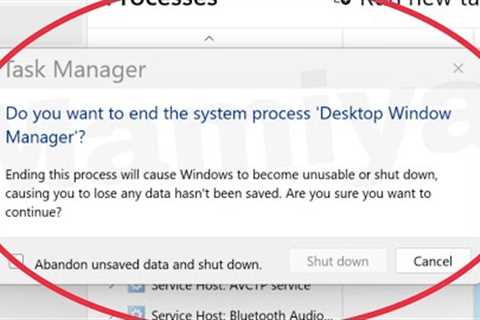 Pc Fix Task Manager Do you want to end the system process Desktop Window Manager ending process...