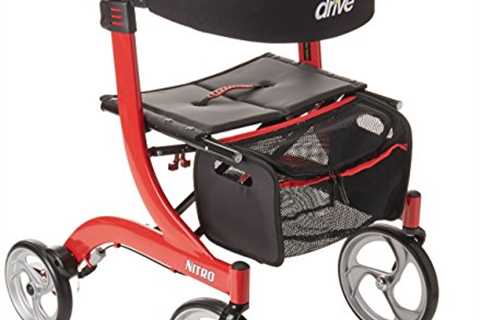 Red Euro-Style Rollator with Seat