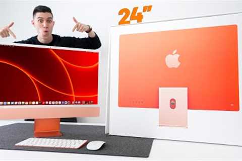 The NEW 24 iMac UNBOXING and SETUP - ORANGE