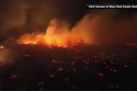Drone video shows wildfire in Maui