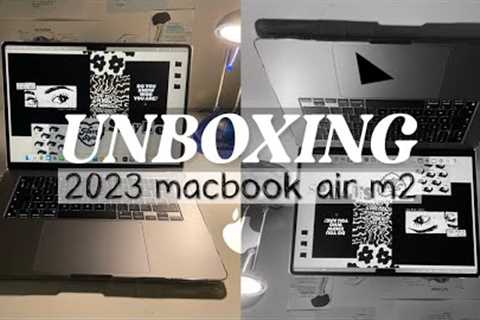 2023 macbook air m2 💻 (space grey) | unboxing & setup ♡