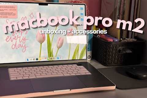 MacBook Pro M2 2023 Unboxing (space grey) 16 📦💻 | customizing, setup + cute accessories