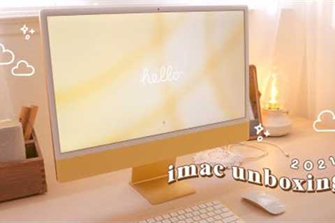 ✨yellow imac M1 unboxing with accessories🌻✨ For artists and illustrators! Studio Vlog Ep. 15