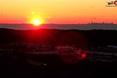 Sun Setting Beside Chicago Time-lapse Drone Footage