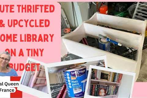 Cute thrifted and upcycled home library on a tiny budget. #diy #frugalliving #upcycling #easter
