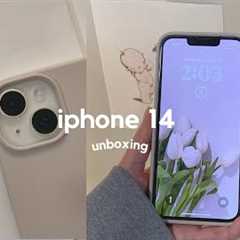 iphone 14 (starlight)  aesthetic unboxing + setup, accessories, camera test, iphone xr comparison