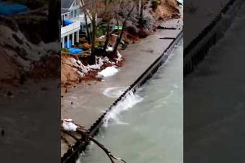 GONE! Houses Washing Away As Sea Walls Fail #flood #drone #storm #waves
