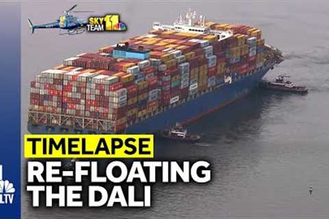 TIMELAPSE: Re-floating the Dali container ship, moving it to Seagirt Marine Terminal