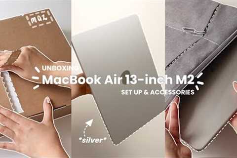 MacBook Air 13-inch M2 (Silver) Unboxing + Set up + Accessories