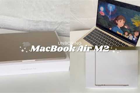  macbook air m2 unboxing | starlight, 256 gb, 13-inch, m2 chip, sound test, screen test