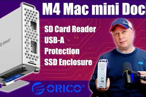 M4 Mac mini Dock With SD Card Reader, SSD Enclosure, USB-A, Stand, & Protection - ORICO MiniPro ..